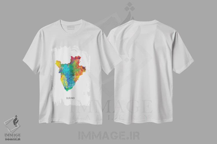 تیشرت سفید طرح دار – تیشرت آفریقایی ,نقشه بوروندی اثر مایکل تامپست immage.ir