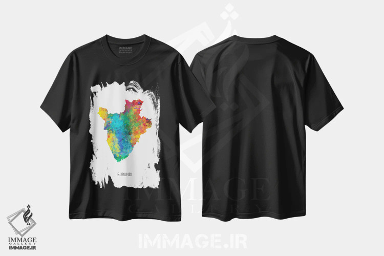 تیشرت مشکی طرح دار – تیشرت آفریقایی ,نقشه بوروندی اثر مایکل تامپست فروشگاه ایماژ