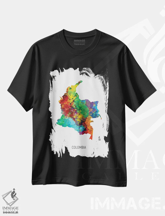 تیشرت مشکی طرح دار – تیشرت کلمبیا ,نقشه کلمبیا اثر مایکل تامپست فروشگاه ایماژ