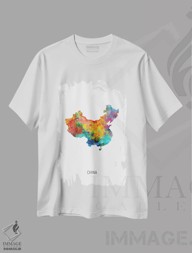 تیشرت سفید طرح دار – تیشرت آسیایی ,نقشه چین اثر مایکل تامپست فروشگاه ایماژ