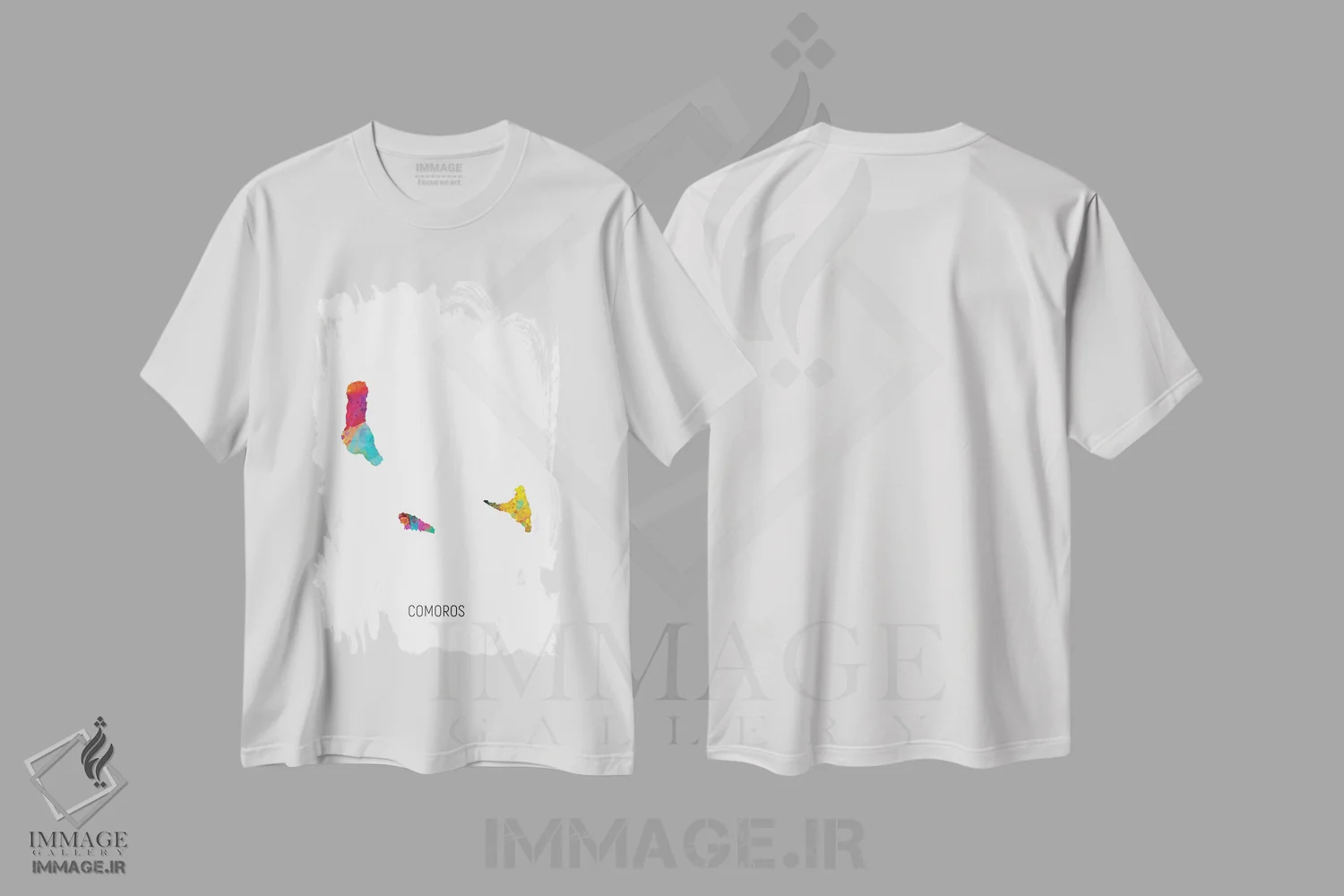 تیشرت سفید طرح دار – تیشرت طبیعت گردی ,نقشه کومور اثر مایکل تامپست فروشگاه ایماژ