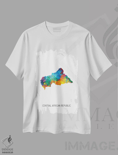 تیشرت سفید طرح دار – تیشرت هنری ,نقشه جمهوری آفریقای مرکزی اثر مایکل تامپست فروشگاه ایماژ