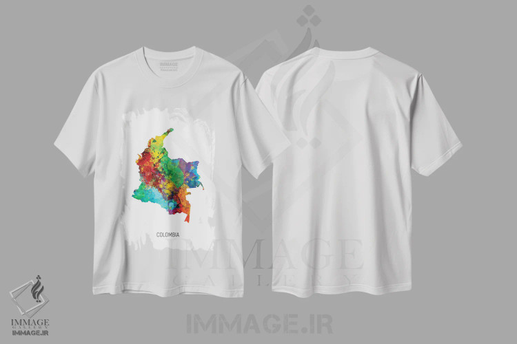 تیشرت سفید طرح دار – تیشرت کلمبیا ,نقشه کلمبیا اثر مایکل تامپست immage.ir