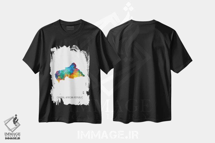 تیشرت مشکی طرح دار – تیشرت هنری ,نقشه جمهوری آفریقای مرکزی اثر مایکل تامپست immage.ir