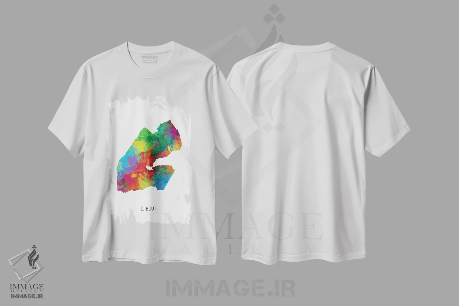 تیشرت سفید طرح دار – تیشرت مینیمال ,نقشه جیبوتی اثر مایکل تامپست immage.ir