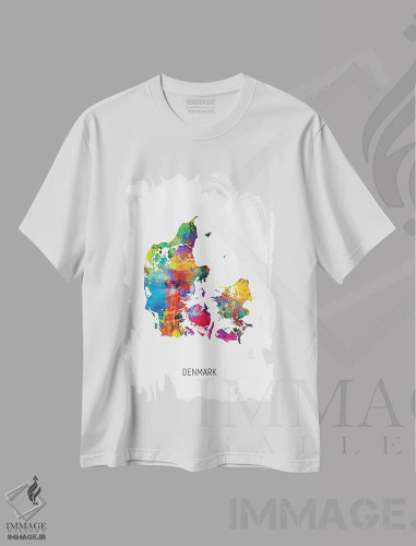 تیشرت سفید طرح دار – تیشرت هنری ,نقشه دانمارک اثر مایکل تامپست فروشگاه ایماژ