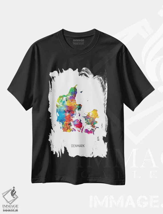 تیشرت مشکی طرح دار – تیشرت هنری ,نقشه دانمارک اثر مایکل تامپست immage.ir