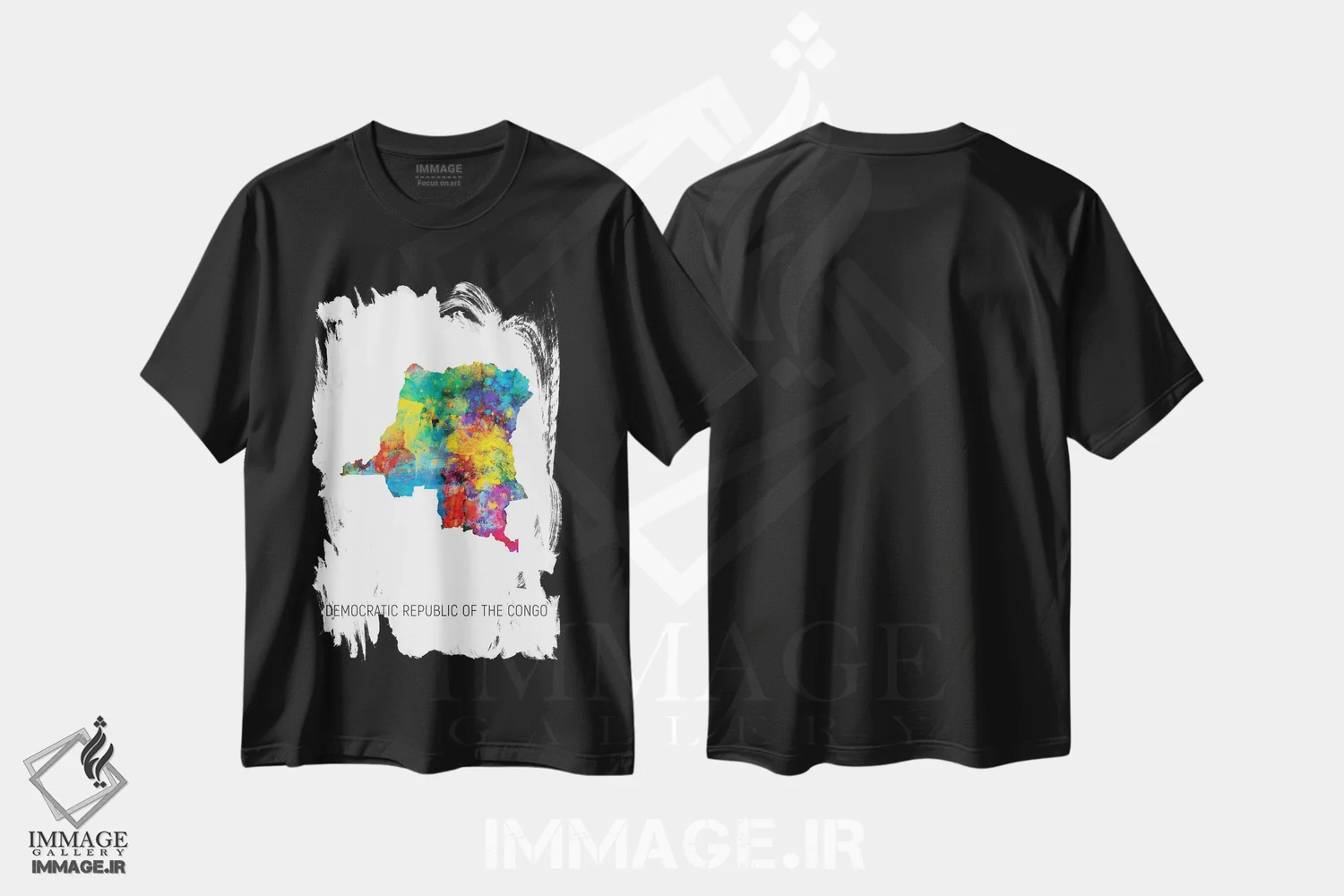 تیشرت مشکی طرح دار – تیشرت هنری ,نقشه جمهوری دموکراتیک کنگو اثر مایکل تامپست فروشگاه ایماژ