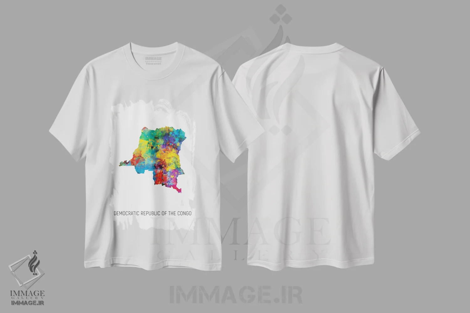 تیشرت سفید طرح دار – تیشرت هنری ,نقشه جمهوری دموکراتیک کنگو اثر مایکل تامپست immage.ir