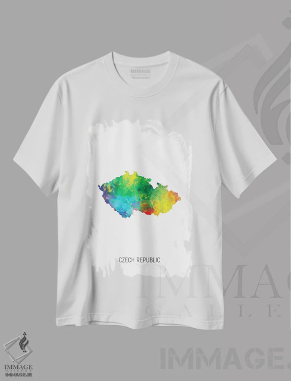 تیشرت سفید طرح دار – تیشرت نقشه ,نقشه جمهوری چک اثر مایکل تامپست فروشگاه ایماژ