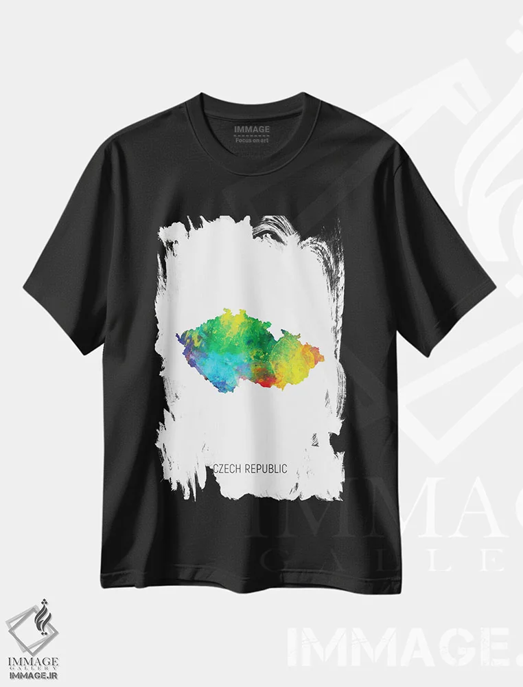 تیشرت مشکی طرح دار – تیشرت نقشه ,نقشه جمهوری چک اثر مایکل تامپست immage.ir