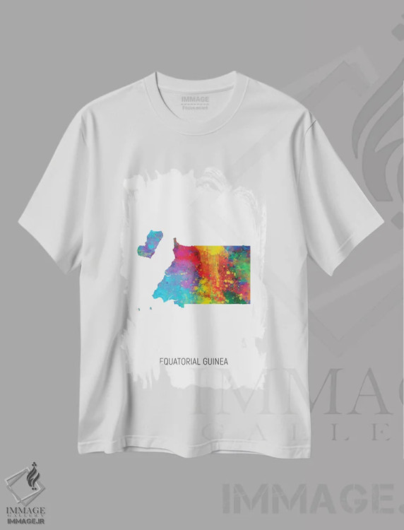 تیشرت سفید طرح دار – تیشرت نقشه آفریقا ,نقشه گینه استوایی اثر مایکل تامپست immage.ir
