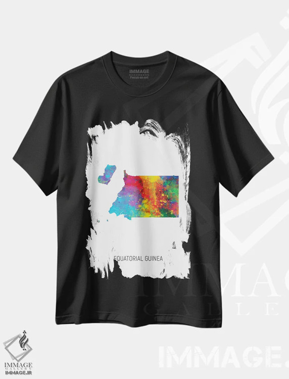 تیشرت مشکی طرح دار – تیشرت نقشه آفریقا ,نقشه گینه استوایی اثر مایکل تامپست فروشگاه ایماژ