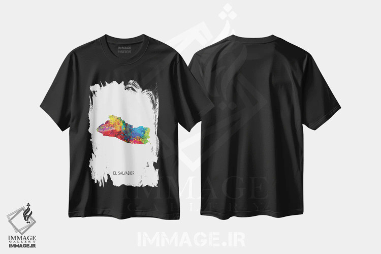 تیشرت مشکی طرح دار – تیشرت رنگی ,نقشه السالوادور اثر مایکل تامپست immage.ir