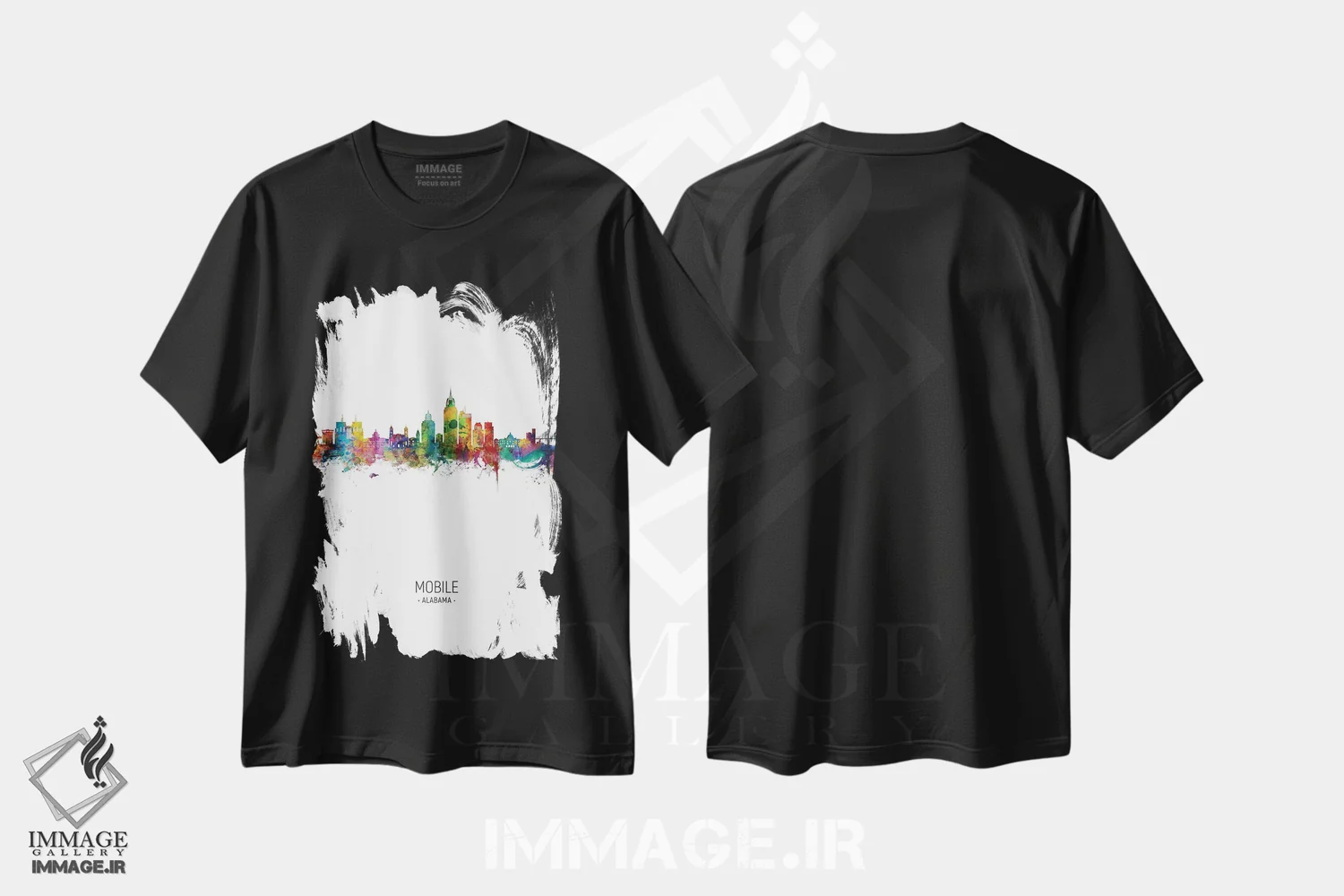 تیشرت مشکی طرح دار – تیشرت شهری ,نمای عمودی خط افق موبیل، آلاباما اثر مایکل تامپست فروشگاه ایماژ