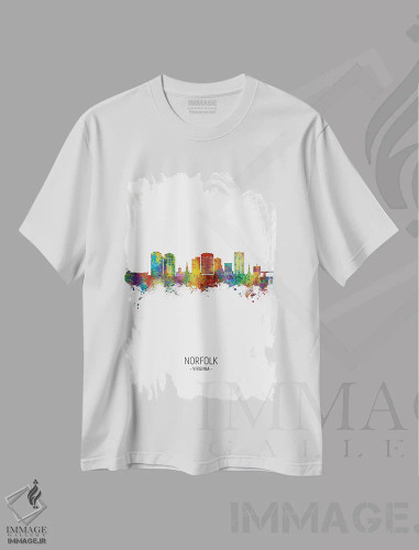 تیشرت سفید طرح دار – تیشرت منظره ,نمای عمودی خط افق نورفولک، ویرجینیا اثر مایکل تامپست فروشگاه ایماژ