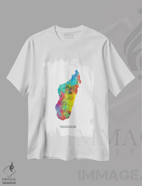 تیشرت سفید طرح دار – تیشرت نقشه کشورها ,نقشه ماداگاسکار اثر مایکل تامپست فروشگاه ایماژ