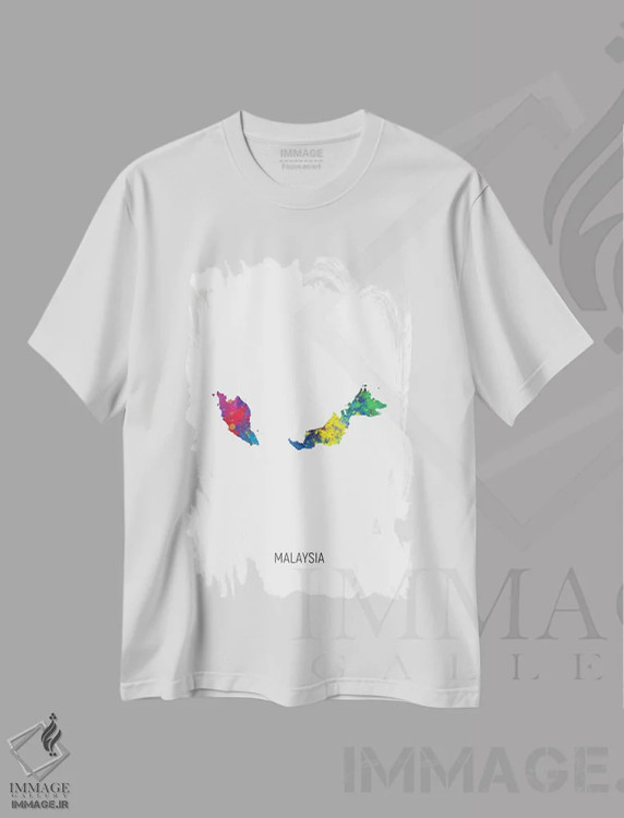 تیشرت سفید طرح دار – تیشرت نقشه ای ,نقشه مالزی اثر مایکل تامپست immage.ir