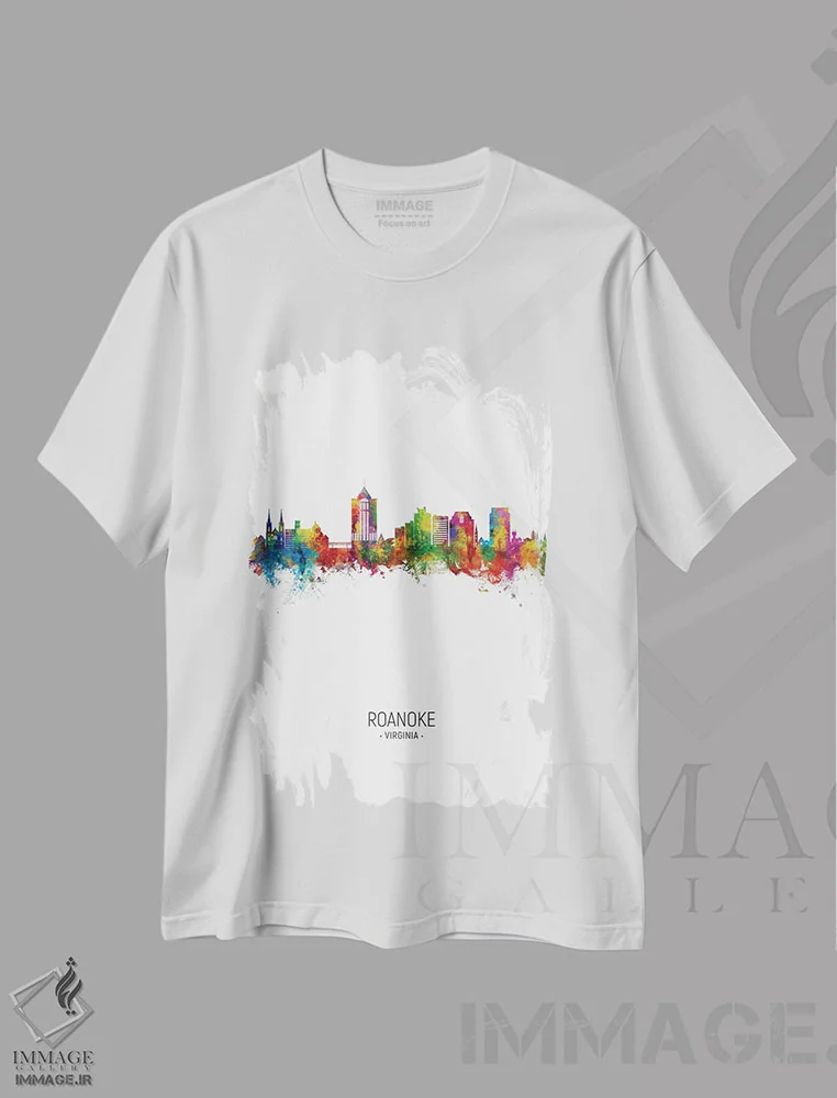 تیشرت سفید طرح دار – تیشرت شهری ,افق رونُک، ویرجینیا اثر مایکل تامپست فروشگاه ایماژ