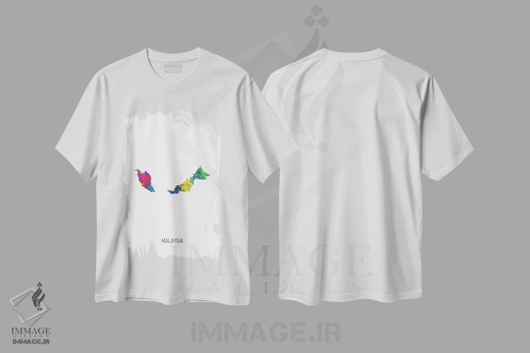 تیشرت سفید طرح دار – تیشرت نقشه ای ,نقشه مالزی اثر مایکل تامپست immage.ir