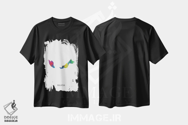تیشرت مشکی طرح دار – تیشرت نقشه ای ,نقشه مالزی اثر مایکل تامپست فروشگاه ایماژ