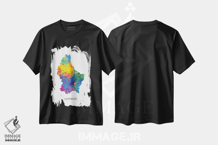 تیشرت مشکی طرح دار – تیشرت هنری اروپا ,نقشه لوکزامبورگ اثر مایکل تامپست فروشگاه ایماژ
