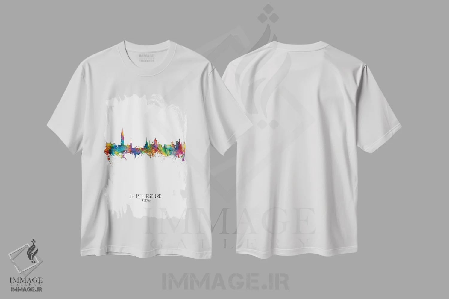 تیشرت سفید طرح دار – تیشرت شهری ,افق سن پترزبورگ، روسیه اثر مایکل تامپست immage.ir