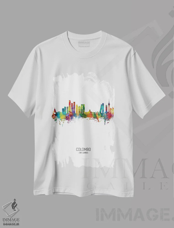 تیشرت سفید طرح دار – تیشرت آسیا ,افق کلمبو، سری لانکا اثر مایکل تامپست فروشگاه ایماژ