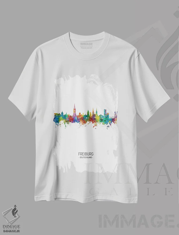 تیشرت سفید طرح دار – تیشرت اروپایی ,افق فرایبورگ، آلمان اثر مایکل تامپست immage.ir