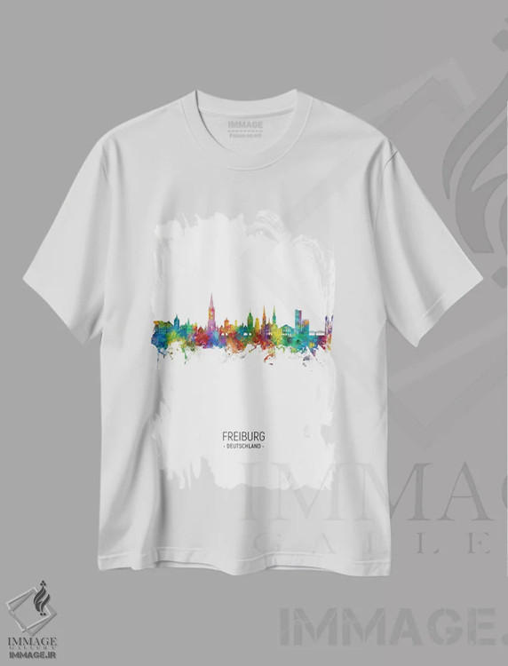 تیشرت سفید طرح دار – تیشرت اروپایی ,افق فرایبورگ، آلمان اثر مایکل تامپست immage.ir