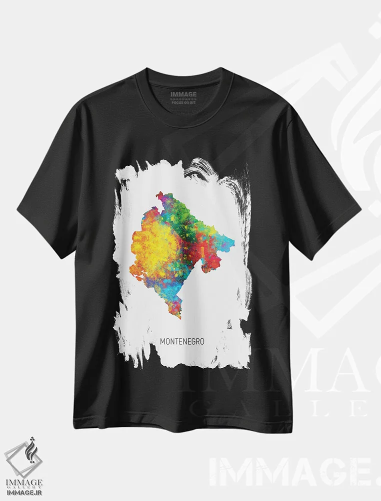 تیشرت مشکی طرح دار – تیشرت نقشه ای ,نقشه مونته نگرو اثر مایکل تامپست immage.ir
