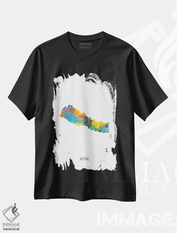 تیشرت مشکی طرح دار – تیشرت آسیایی ,نقشه نپال اثر مایکل تامپست فروشگاه ایماژ