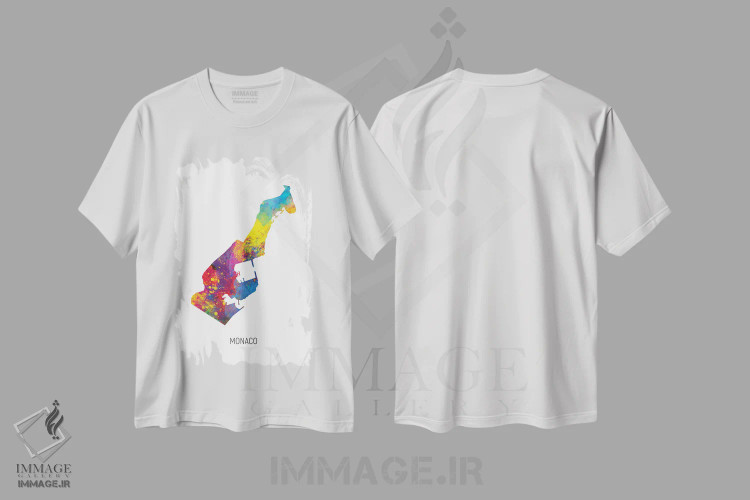 تیشرت سفید طرح دار – تیشرت هنری اروپا ,نقشه موناکو اثر مایکل تامپست فروشگاه ایماژ