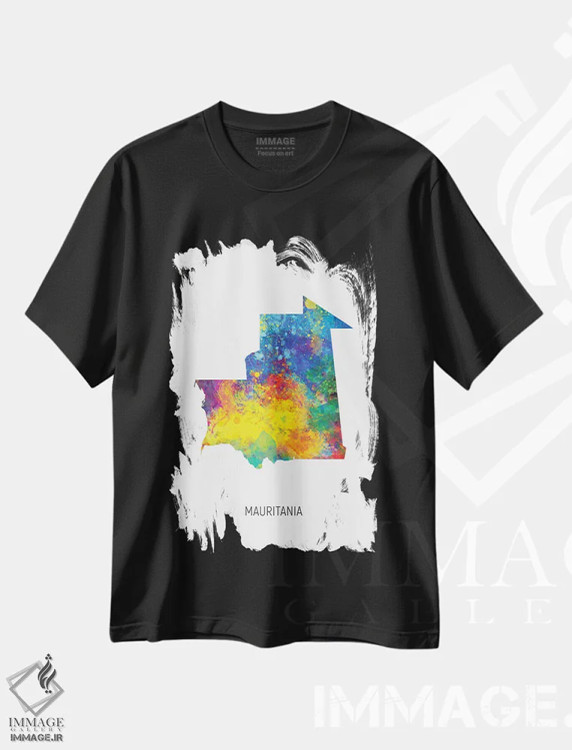 تیشرت مشکی طرح دار – تیشرت آفریقا ,نقشه موریتانی اثر مایکل تامپست immage.ir