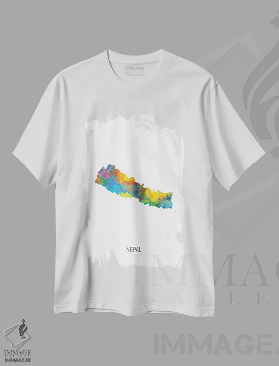 تیشرت سفید طرح دار – تیشرت آسیایی ,نقشه نپال اثر مایکل تامپست immage.ir