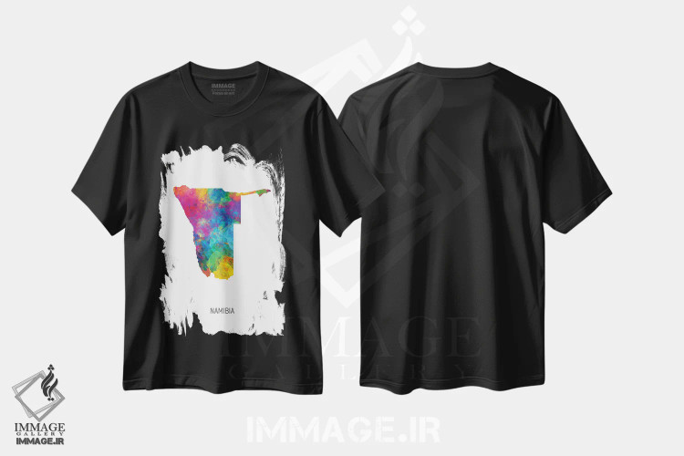 تیشرت مشکی طرح دار – تیشرت هنری آفریقایی ,نقشه نامیبیا اثر مایکل تامپست immage.ir