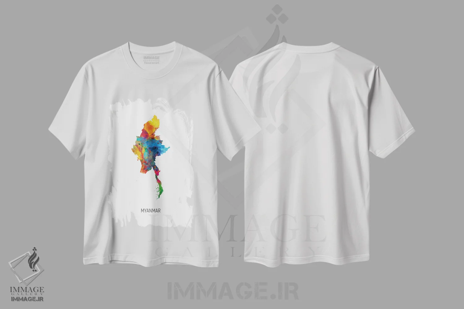 تیشرت سفید طرح دار – تیشرت طراحی کشور ,نقشه میانمار اثر مایکل تامپست immage.ir