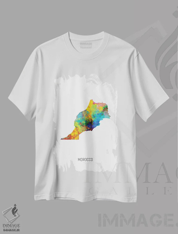 تیشرت سفید طرح دار – تیشرت مدیترانه ,نقشه مراکش اثر مایکل تامپست immage.ir