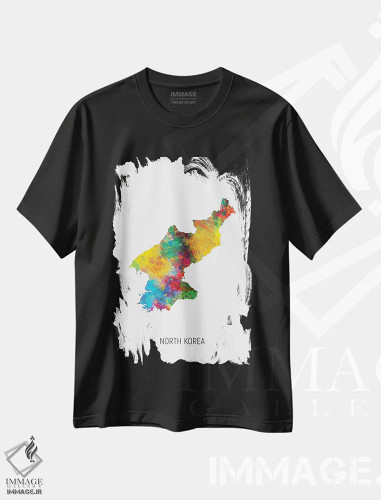 تیشرت مشکی طرح دار – تیشرت آسیایی ,نقشه کره شمالی اثر مایکل تامپست فروشگاه ایماژ