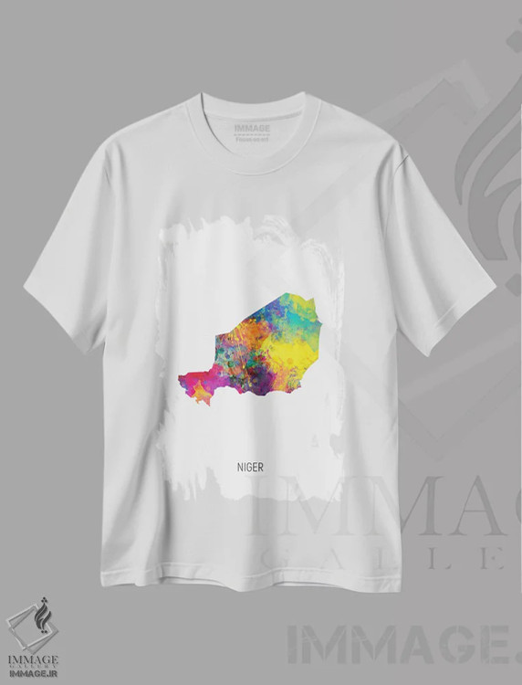 تیشرت سفید طرح دار – تیشرت طبیعت آفریقا ,نقشه نیجر اثر مایکل تامپست فروشگاه ایماژ