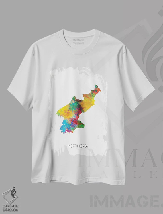 تیشرت سفید طرح دار – تیشرت آسیایی ,نقشه کره شمالی اثر مایکل تامپست immage.ir