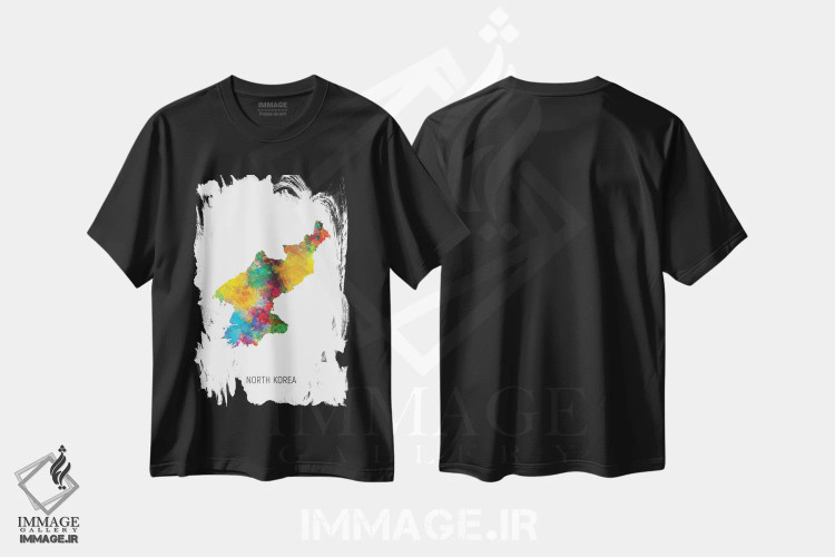 تیشرت مشکی طرح دار – تیشرت آسیایی ,نقشه کره شمالی اثر مایکل تامپست فروشگاه ایماژ