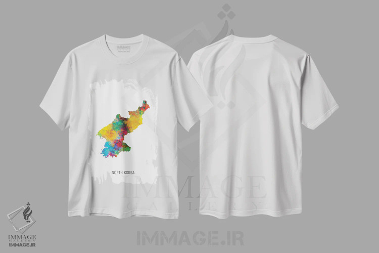 تیشرت سفید طرح دار – تیشرت آسیایی ,نقشه کره شمالی اثر مایکل تامپست immage.ir
