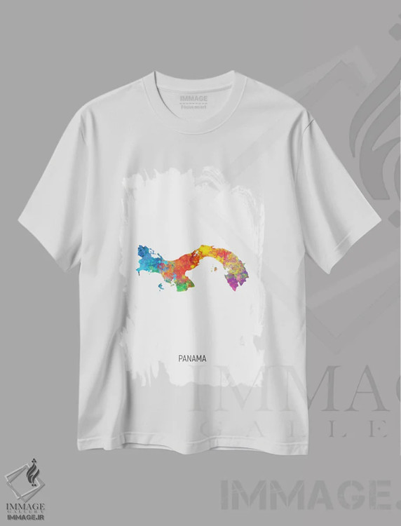 تیشرت سفید طرح دار – تیشرت نقشه ,نقشه پاناما اثر مایکل تامپست فروشگاه ایماژ