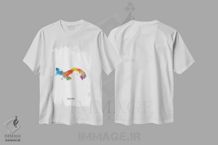 تیشرت سفید طرح دار – تیشرت نقشه ,نقشه پاناما اثر مایکل تامپست فروشگاه ایماژ