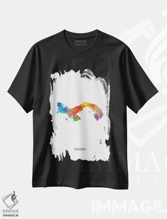 تیشرت مشکی طرح دار – تیشرت نقشه ,نقشه پاناما اثر مایکل تامپست immage.ir