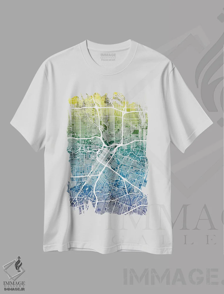 تیشرت سفید طرح دار – تیشرت گرافیکی ,Texas, USA,هیوستون، تگزاس، آمریکا اثر مایکل تامپست فروشگاه ایماژ