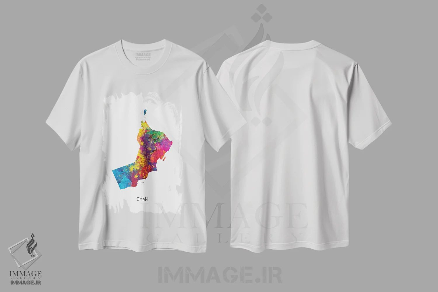 تیشرت سفید طرح دار – تیشرت هنری ,نقشه عمان اثر مایکل تامپست فروشگاه ایماژ