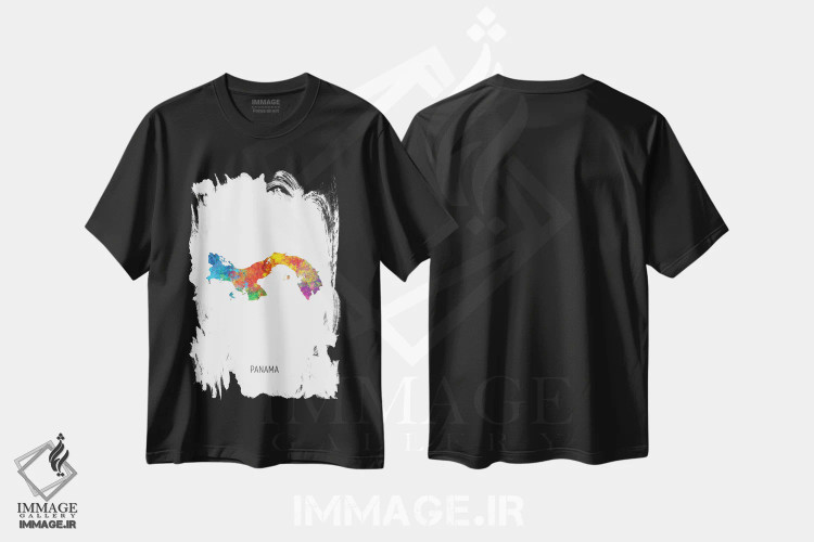 تیشرت مشکی طرح دار – تیشرت نقشه ,نقشه پاناما اثر مایکل تامپست immage.ir