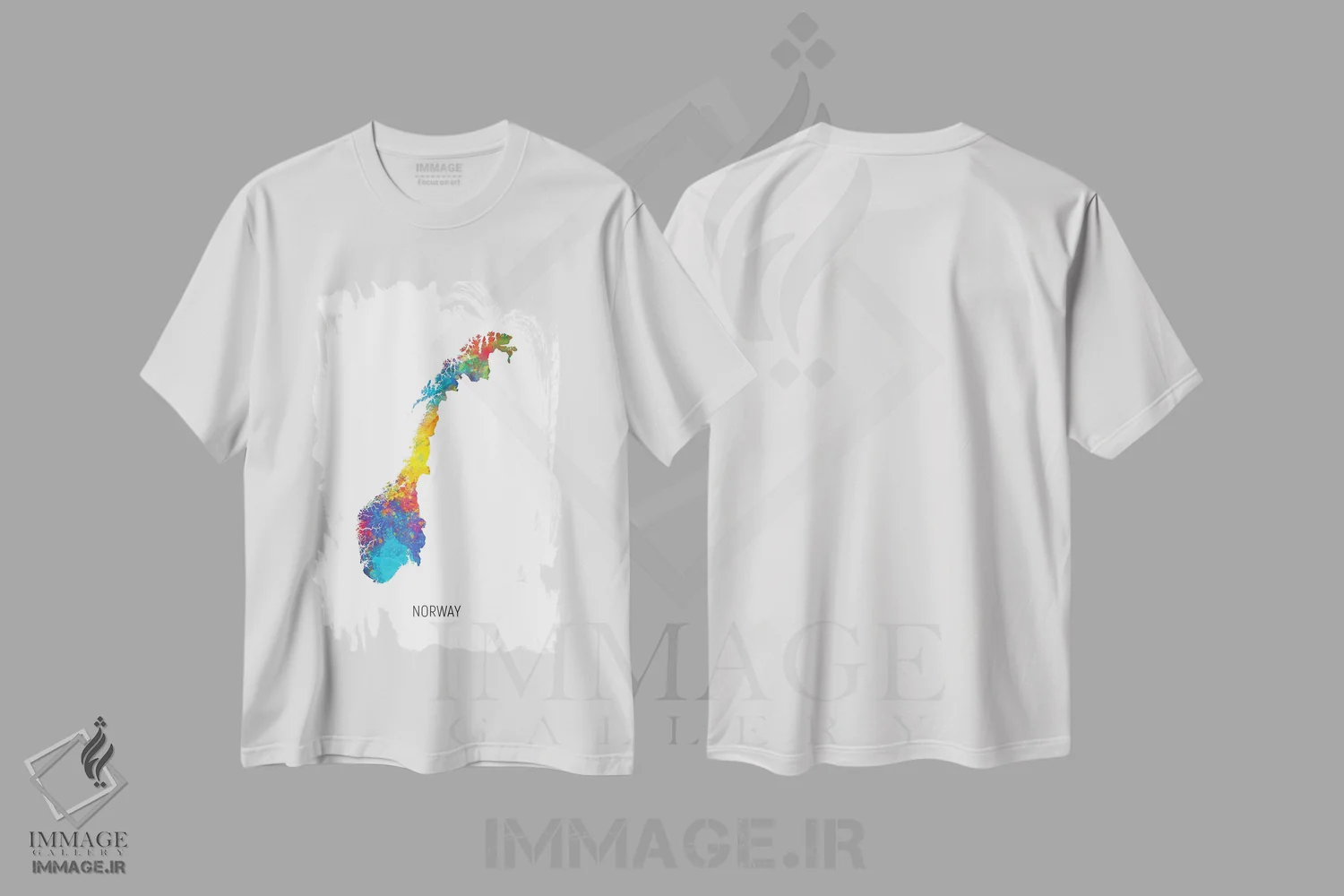 تیشرت سفید طرح دار – تیشرت اروپایی ,نقشه نروژ اثر مایکل تامپست immage.ir